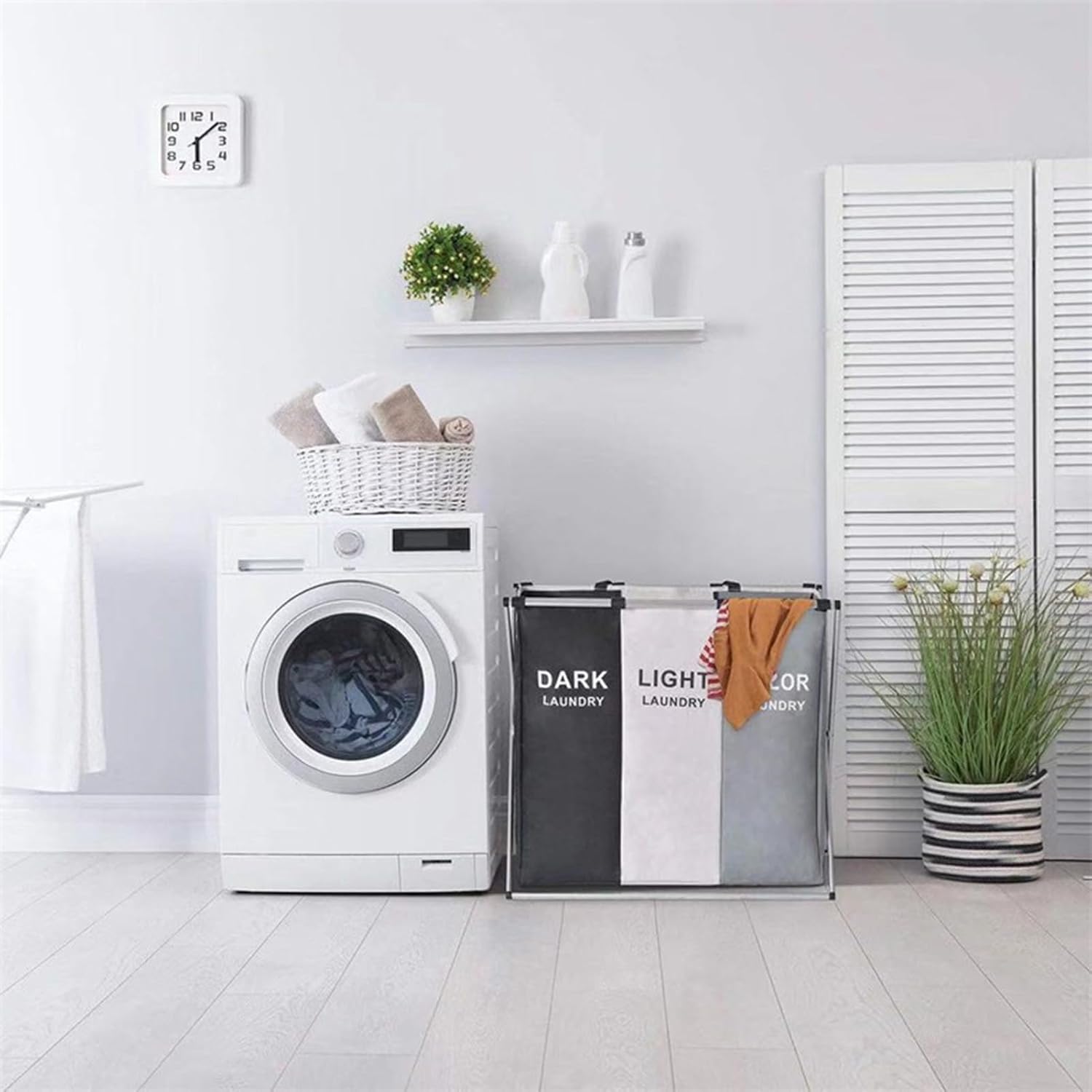 Cesta clasificadora de 2 secciones, cesta plegable para ropa sucia con marco de aluminio para lavar tela sucia, juguetes, toalla, 23 x 14.9 x 22.8