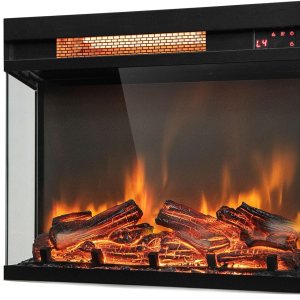 ORALNER Inserto de chimenea eléctrica de 23 pulgadas, calentador de chimenea de vidrio de 3 lados con control remoto y temporizador de 8 horas, ORALNER Inserto de chimenea eléctrica de 23 pulgadas, calentador de chimenea de vidrio de 3 lados con control remoto y temporizador de 8 horas,