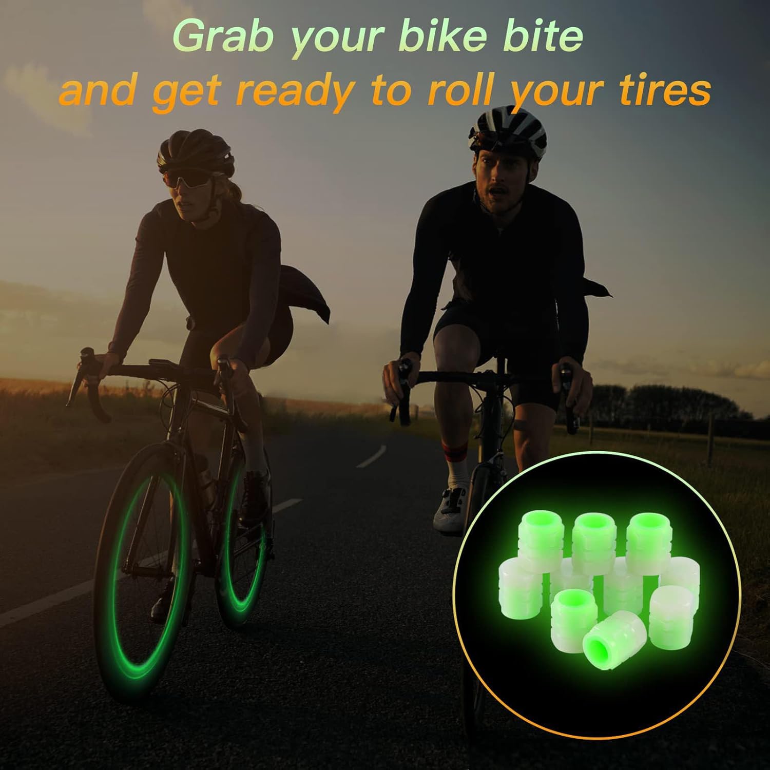 Tapones fluorescentes que brillan en la oscuridad para válvulas de neumáticos, tapones universales para válvulas de automóviles que mejoran el