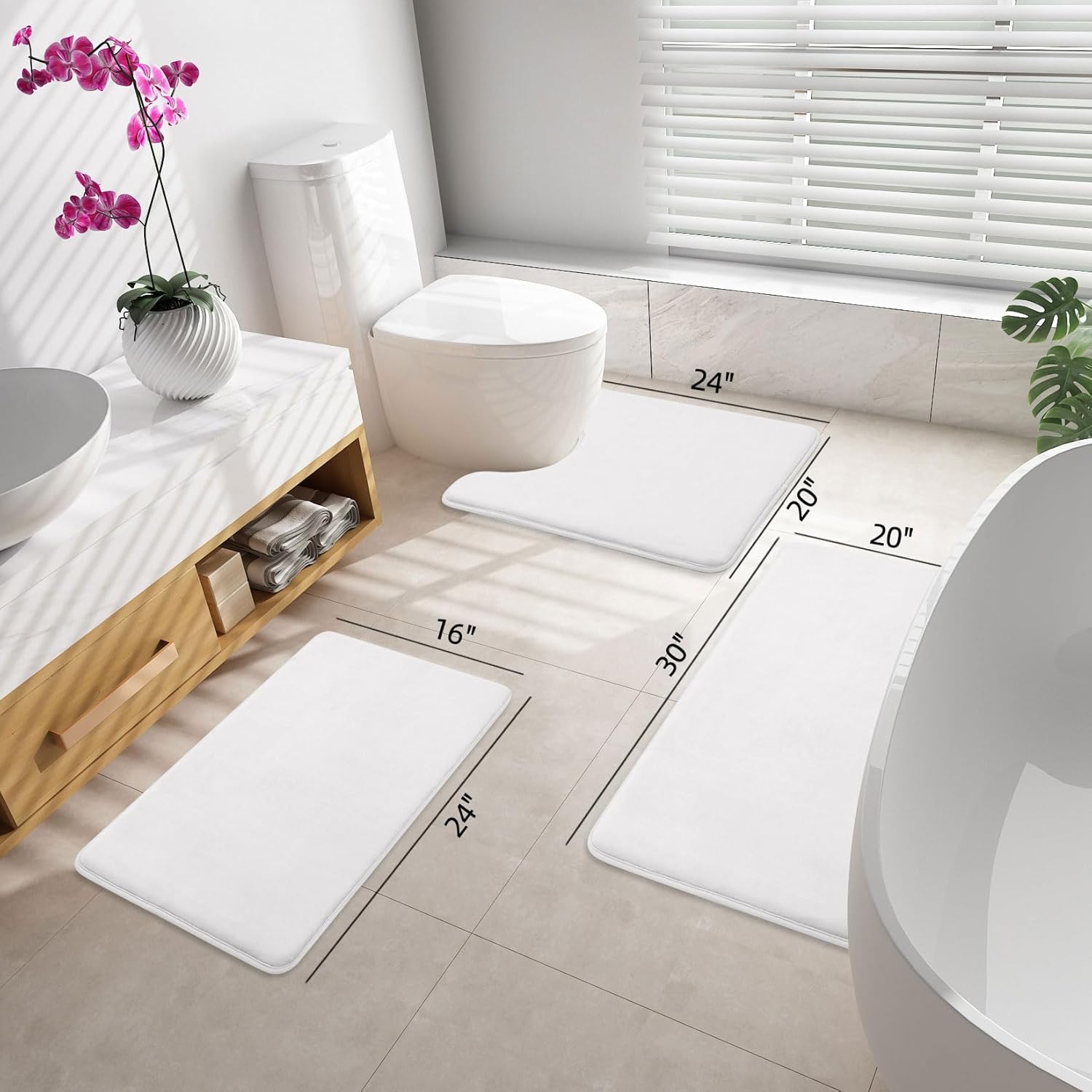 Smiry – Tapete de baño de espuma viscoelástica, supersuave, absorbente, antideslizante, alfombra para el suelo del baño, 32 x 20 pulgadas, color