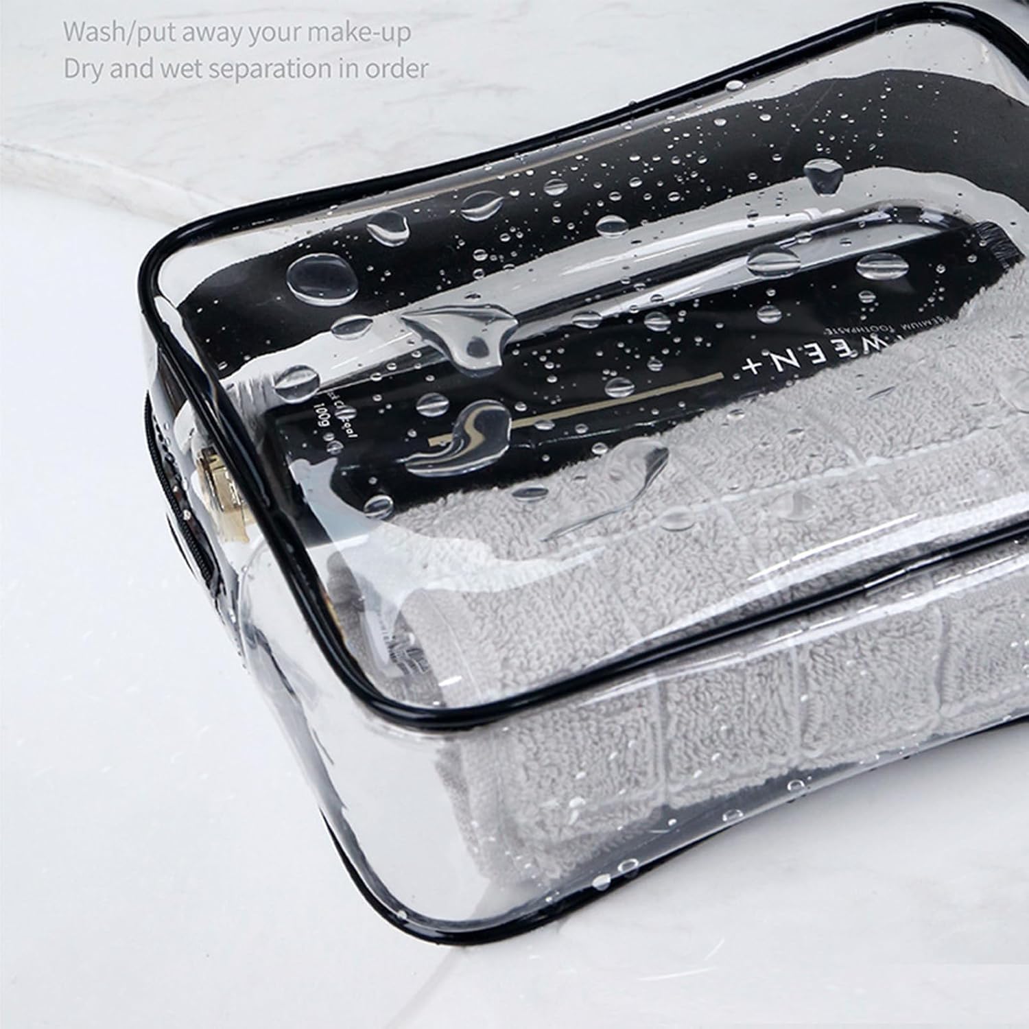 Paquete de 20 bolsas transparentes para cosméticos para mujeres y hombres, bolsas de aseo impermeables, bolsas de maquillaje de PVC, estuche