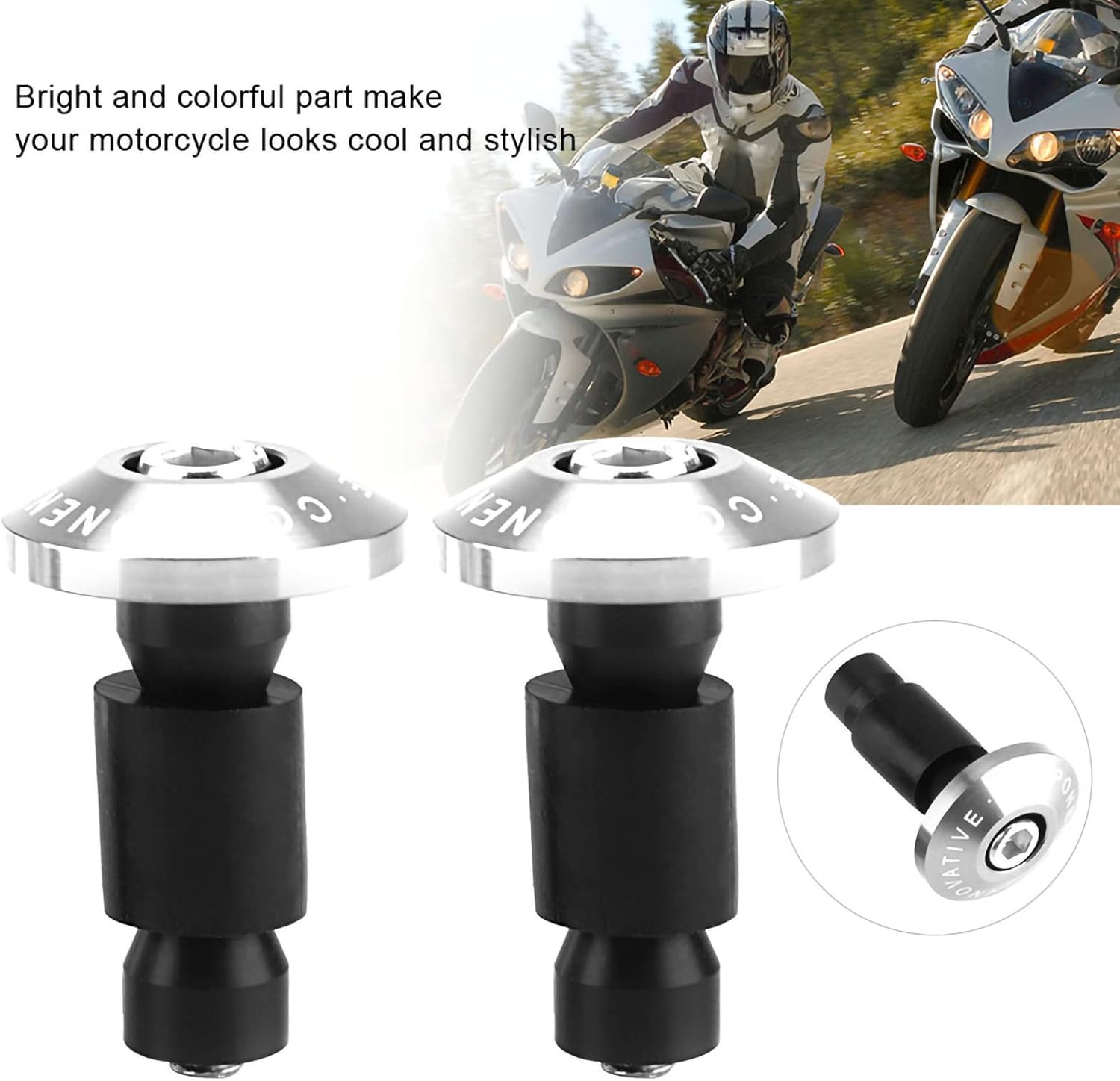 Acouto Enchufe de extremo de barra de motocicleta de 0.866 in, 78 pulgadas, enchufe universal para manillar, tapas de enchufe deslizante para