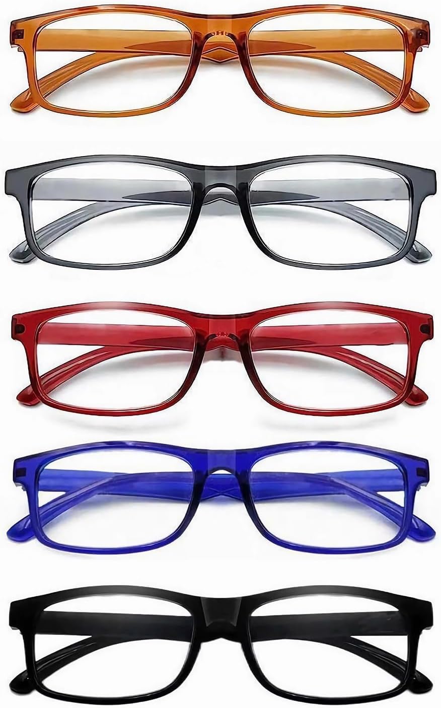 CVVTSPE Paquete de 5 lentes de lectura con bloqueo de luz azul, lentes de lectura para mujeres y hombres, filtro antirayos ultravioletareflejo,
