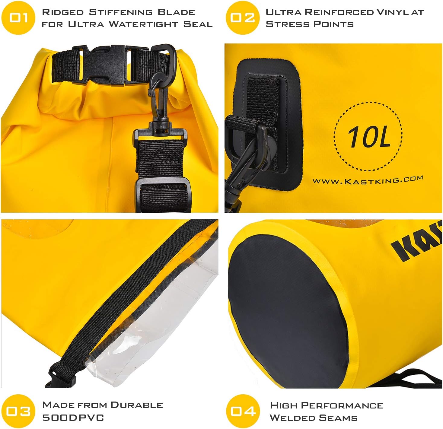 KastKing Bolsas secas, bolsas de almacenamiento 100% impermeables, construcción de grado militar para natación, kayak, canotaje, senderismo,