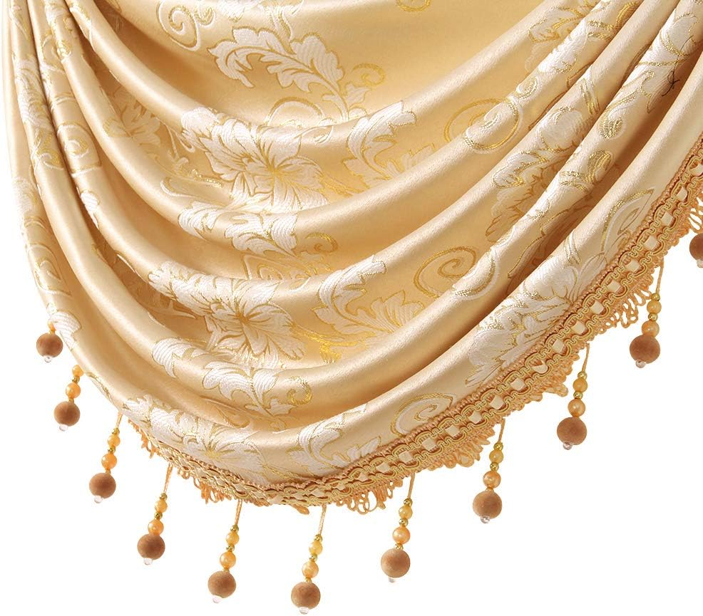 ELKCA – Cenefa de cascada de tejido jacquard para dormitorio, cenefa de cortina de lujo para sala de estar