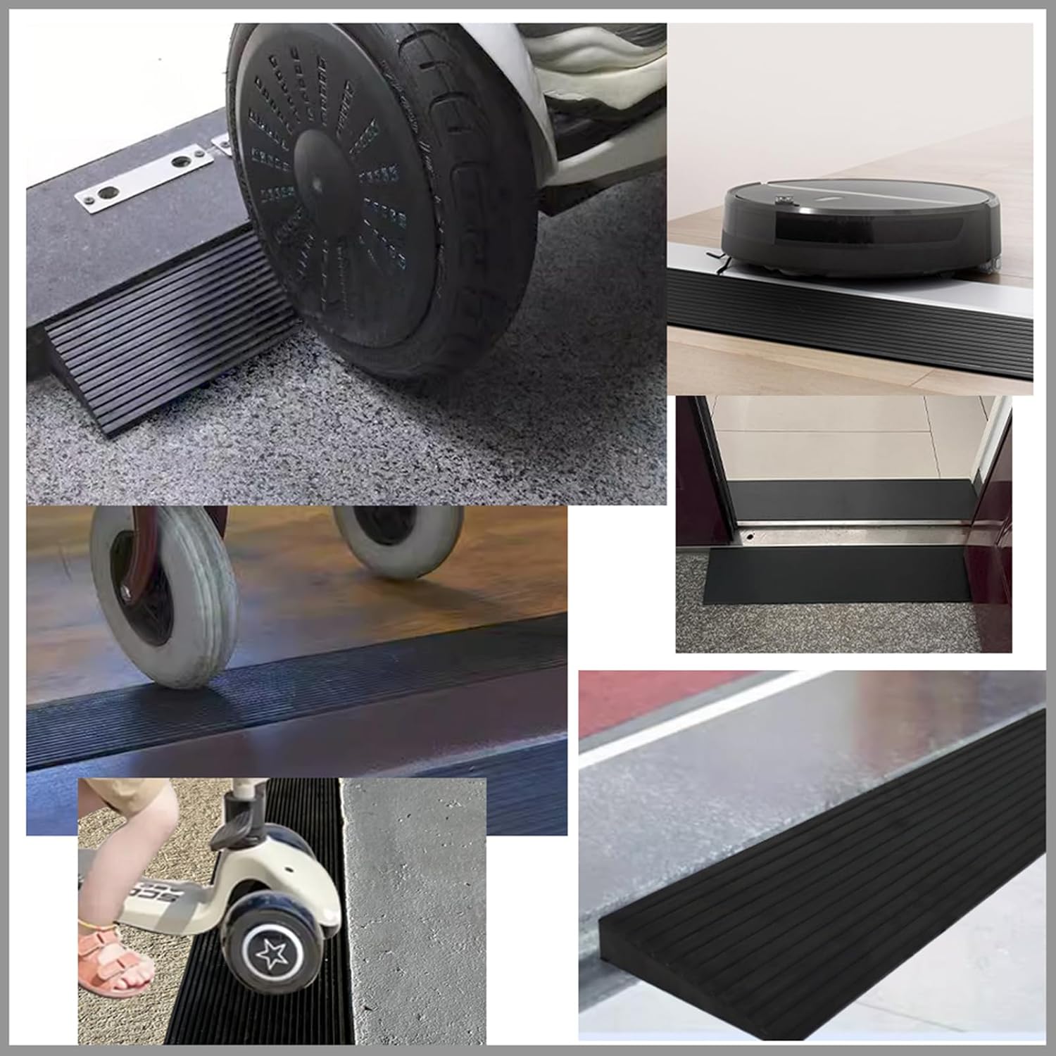 Rampa de umbral de goma sólida antideslizante para silla de ruedas, rampa portátil de goma sólida para baño, puertas, entradas de motocicleta, 5.9 x
