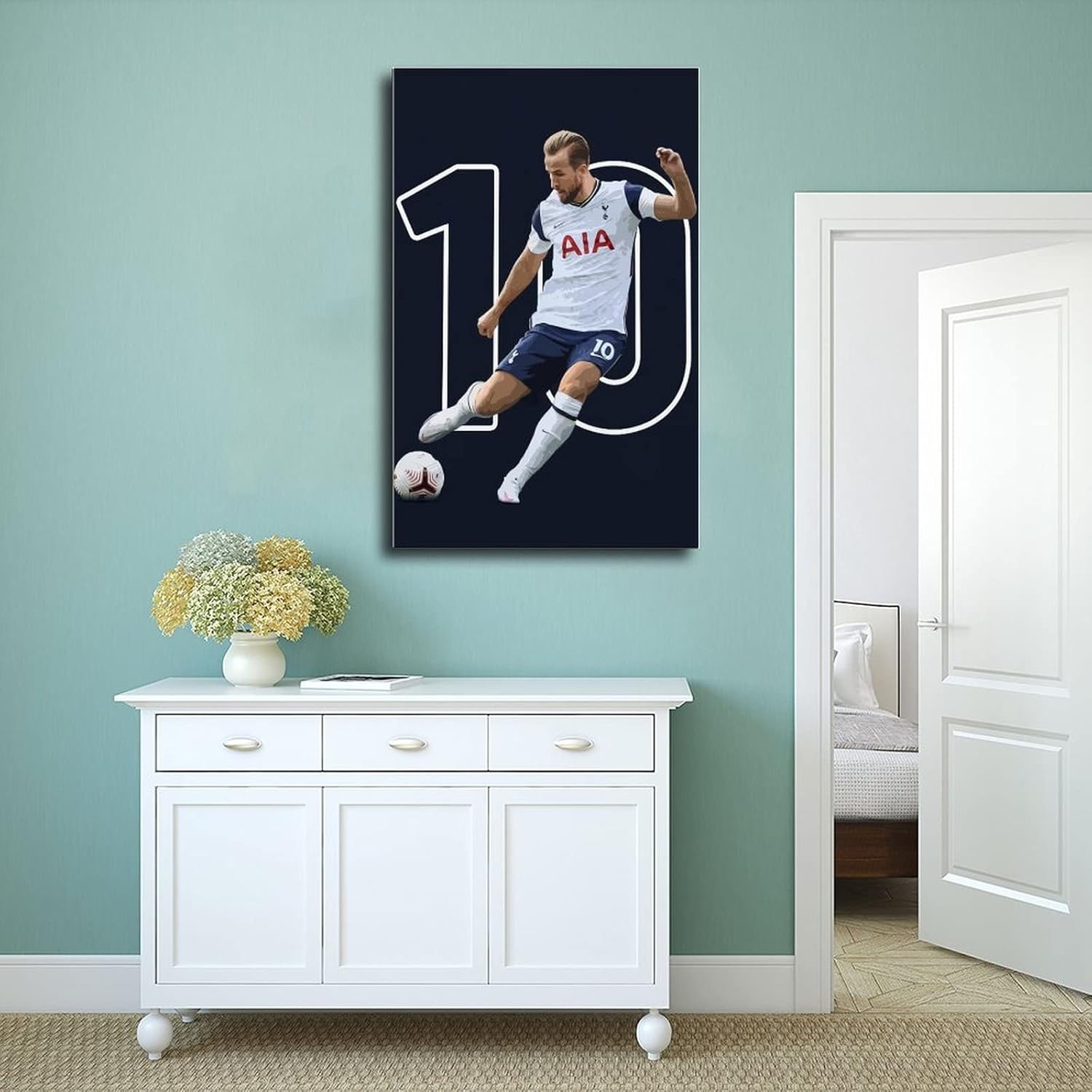 Póster de jugador de fútbol impreso para paredes, pósteres de fútbol, lienzo para decoración del hogar, estilo sin marco, 12 x 18 pulgadas (11.8 x