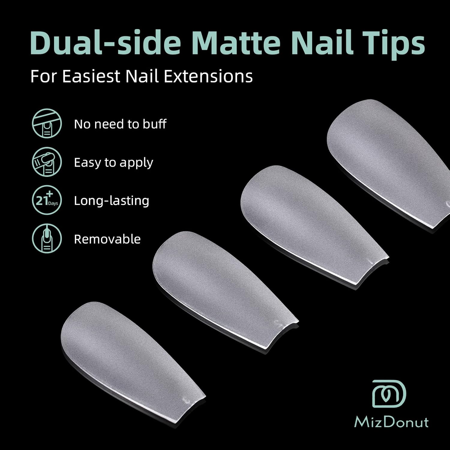 Puntas de gel para uñas suaves, 15 tamaños, 300 piezas preformadas totalmente mate, no necesita limar, extensiones de uñas fáciles de remojar, uñas
