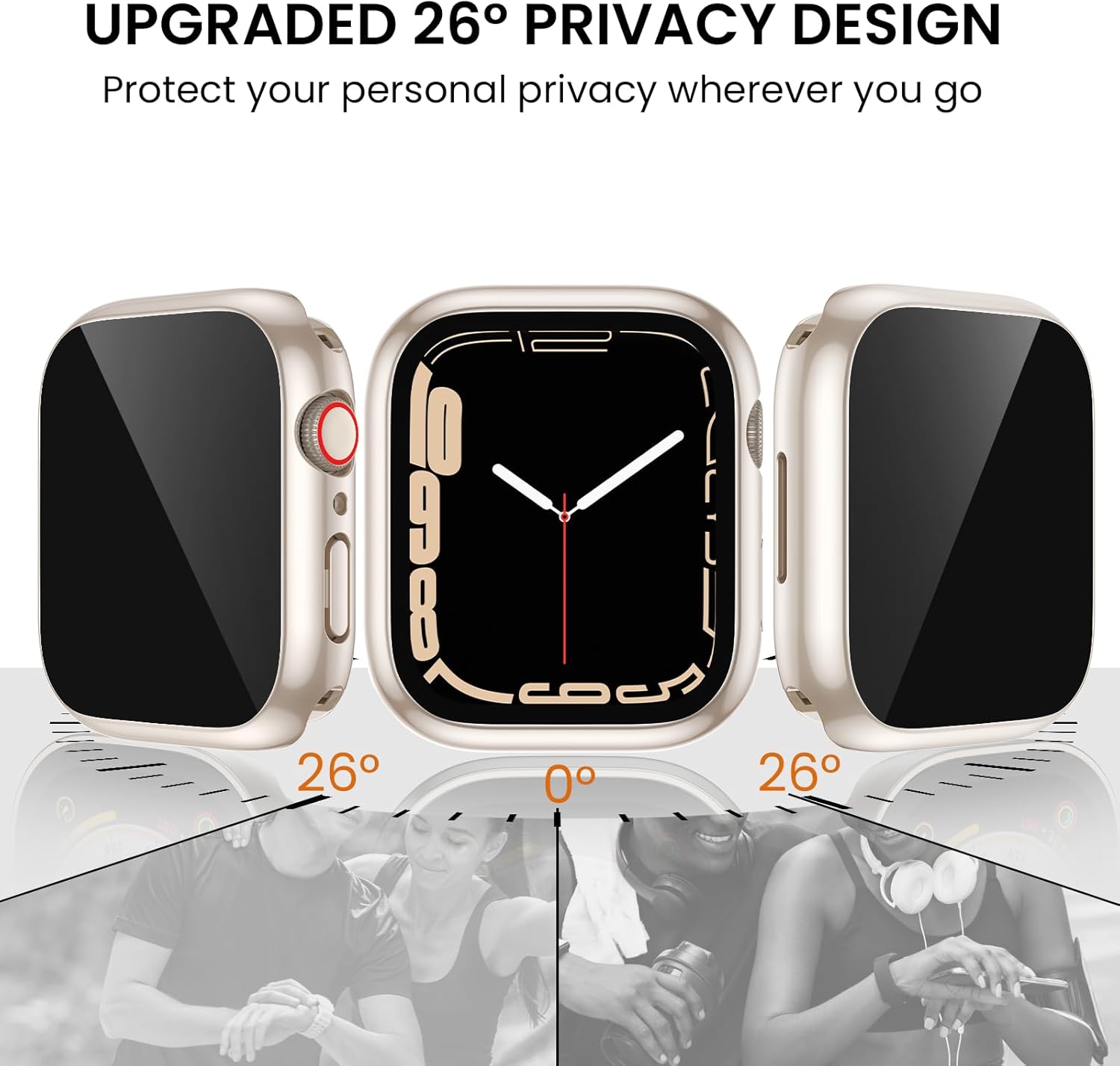 Tensea Funda protectora de pantalla impermeable para Apple Watch (2 en 1) para Apple Watch Series 9, 8, 7, 1.772 in, iWatch protector de