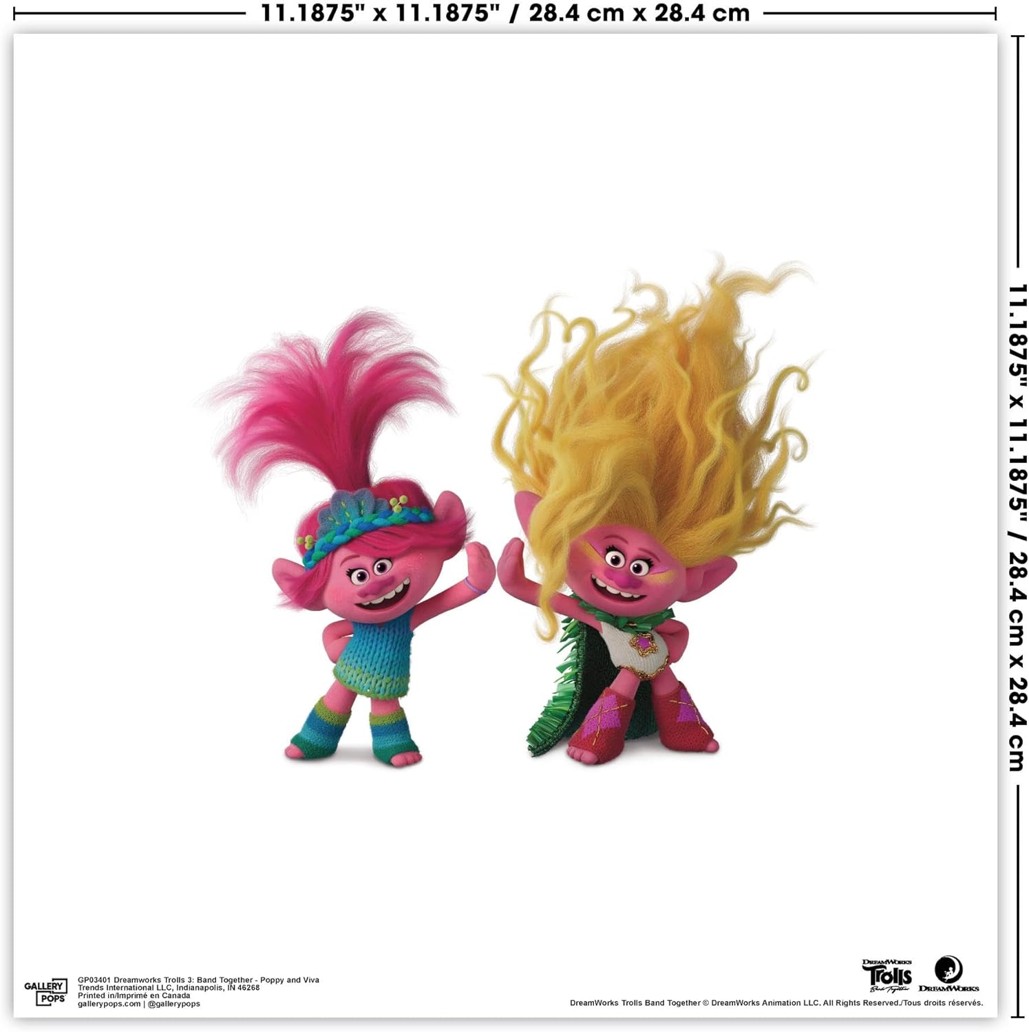 Trends International Gallery Pops Trolls Band Together – Póster de pared de Poppy and Viva, 12.00 x 12.00 pulgadas, versión sin marco