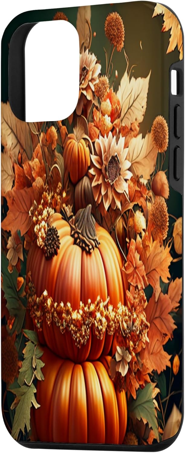 iPhone 12 mini Vintage hojas caída otoño calabaza especia feliz otoño caso