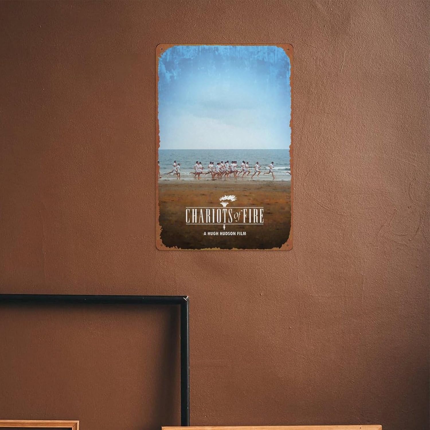 Cartel de metal de la película de Carros de fuego, letrero de metal para decoración de pared, decoración de arte retro, placa de metal de 8 x 12