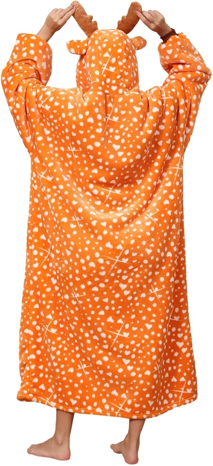Moinlizy Manta con capucha para mujer, manta larga de gran tamaño, acogedora sudadera para adultos, cálida manta Sherpa con capucha para mujeres y