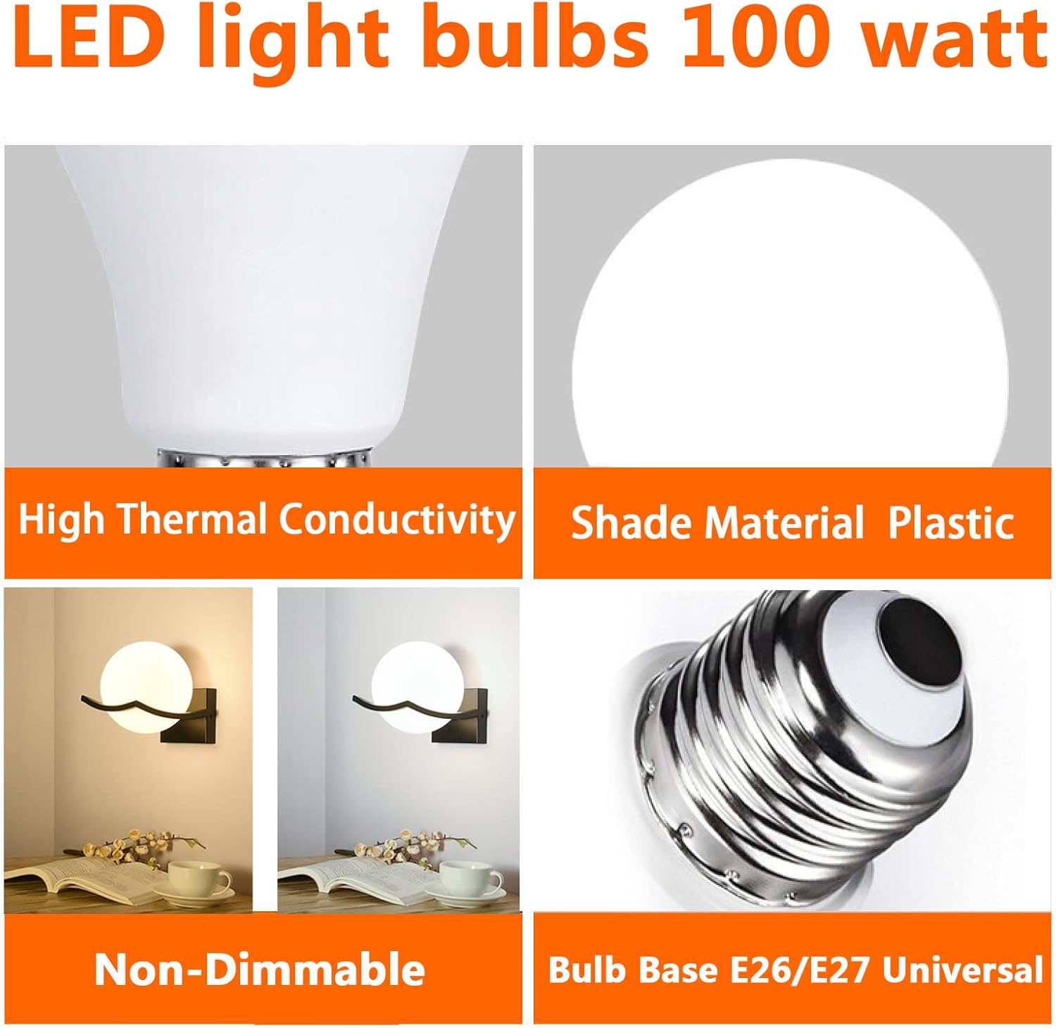 XINNUOFEI Bombillas LED A19 de 6500 K, color blanco frío, 12.3 W, base de tornillo mediano E26, 1710 lúmenes, equivalentes a 100 W, bombillas LED no