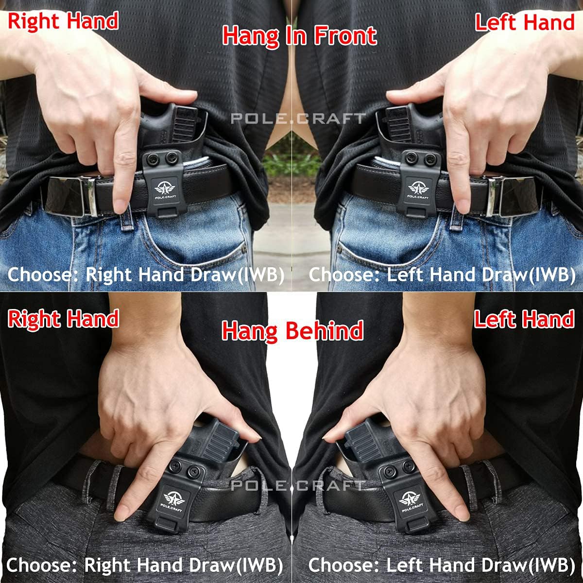 IWB Funda de cuero Kydex compatible con Glock 19 19X 25 44 45 (Gen 3 4 5)  Glock 23 32 (Gen 3 4) Pistola – Cintura interior oculta para G19 G19X G23