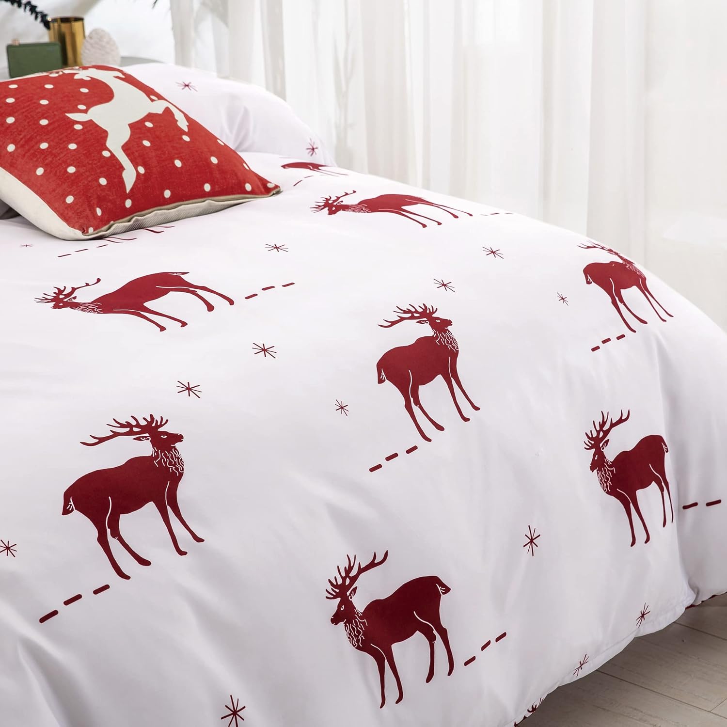 Juego de funda de edredón de Navidad tamaño Queen, juego de ropa de cama reversible de 3 piezas con 2 fundas de almohada, microfibra suave, ropa de