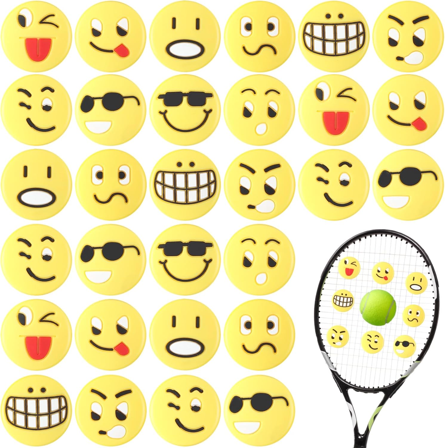 Jexine Amortiguador de vibraciones de tenis de silicona para raquetas de tenis, suministros de tenis lindos para regalo