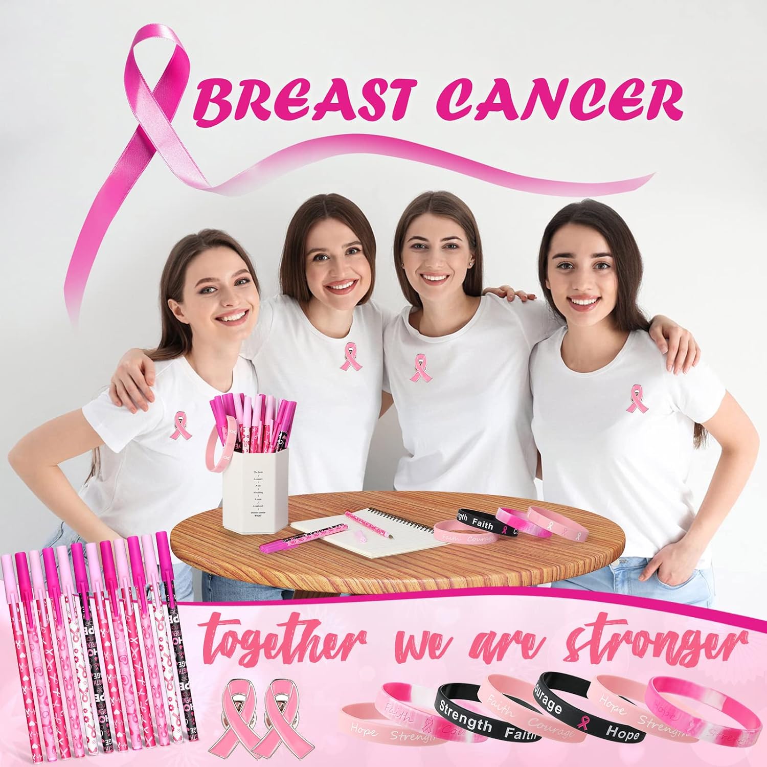 Los regalos para mujeres sobre el cáncer de mama incluyen alfileres de cinta inspiradores de silicona para concientización sobre el cáncer de mama,
