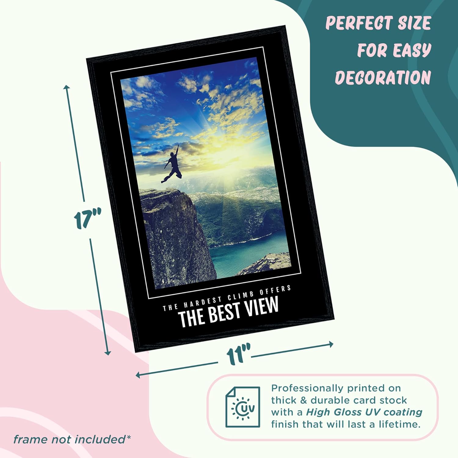 L&O Goods – Póster motivacional  Juego de 10 decoraciones inspiradoras de pared  11 x 17  Decoración del hogar para sala de estar, oficina,
