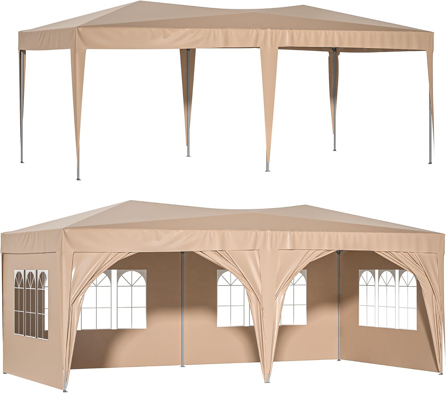 Toldo desplegable de 10 x 20 pies para exteriores, tienda de campaña para fiestas con 6 paredes laterales, tienda de campaña para bodas, toldo al