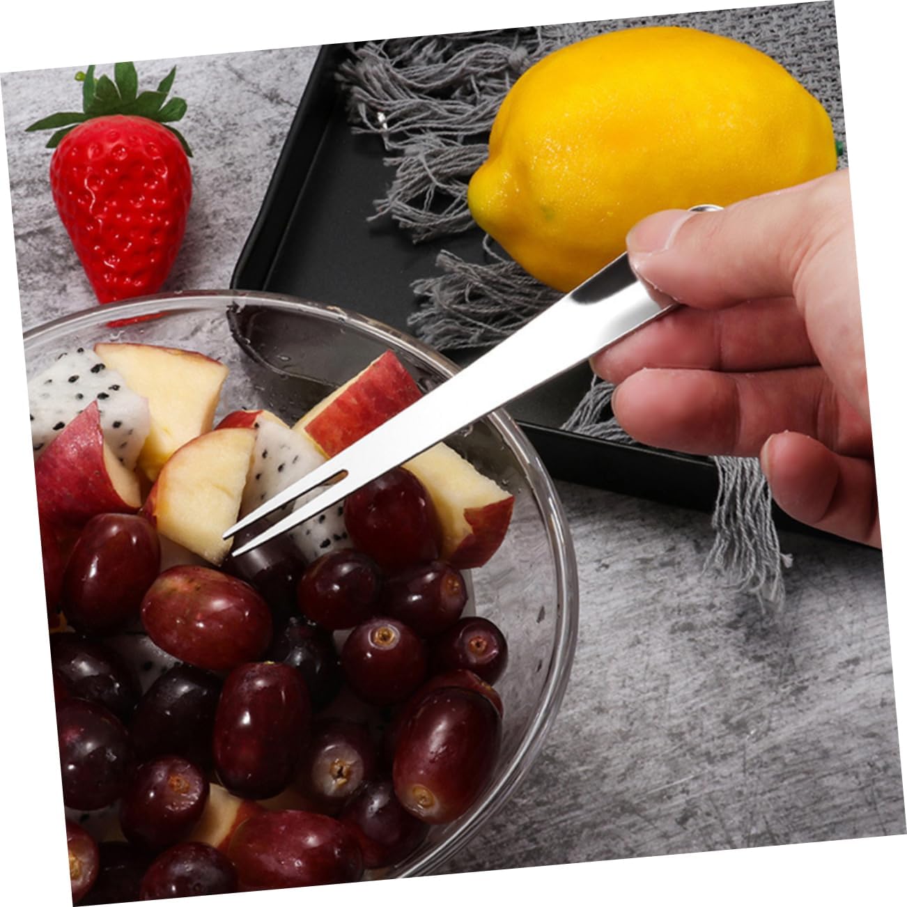 20 Uds. Tenedor de frutas Tenedores de cóctel de pastelería Tenedor de cóctel Picks Cuchara de frutas Tenedor de 2 puntas Cuchara de barro Cuchara