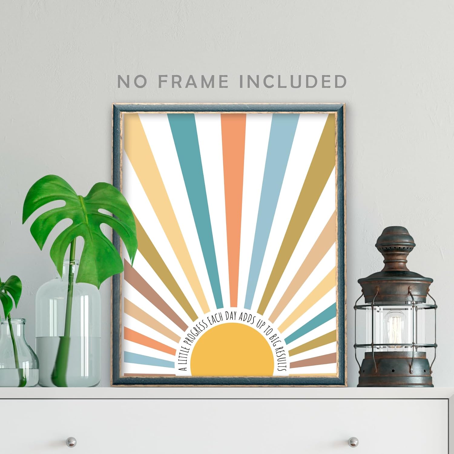 A Little Progress Each Day Adds Up to Big Results – Inspirational Wall Art Poster, Boho Classroom Decor, 8×10 inch Motivational Wall Art Decor for