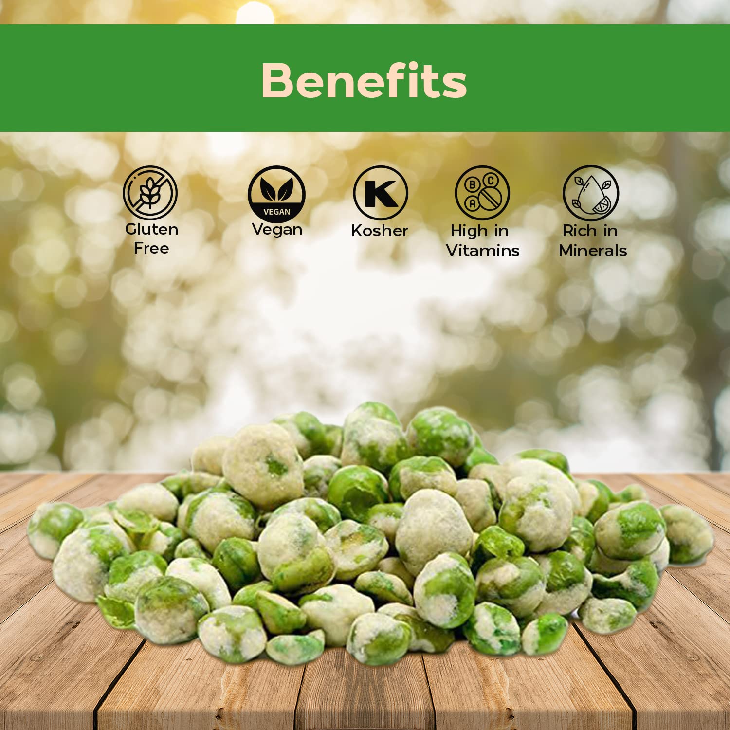Sincerely Nuts Guisantes Wasabi (3 libras)  Ideal para ensaladas o una fuente de proteína alimentada por plantas. Añade a la mezcla de frutos secos,