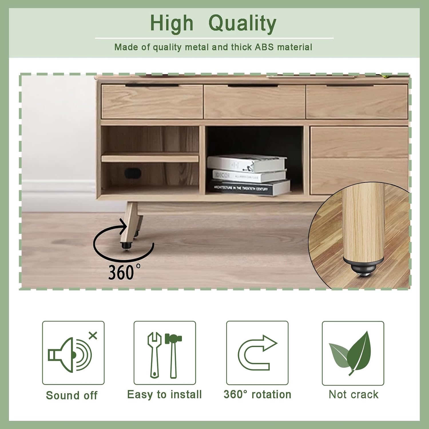 Paquete de 4 ruedas giratorias autoadhesivas de 1 pulgada para muebles, capacidad de carga de 28 libras por rueda, ruedas giratorias de perfil bajo