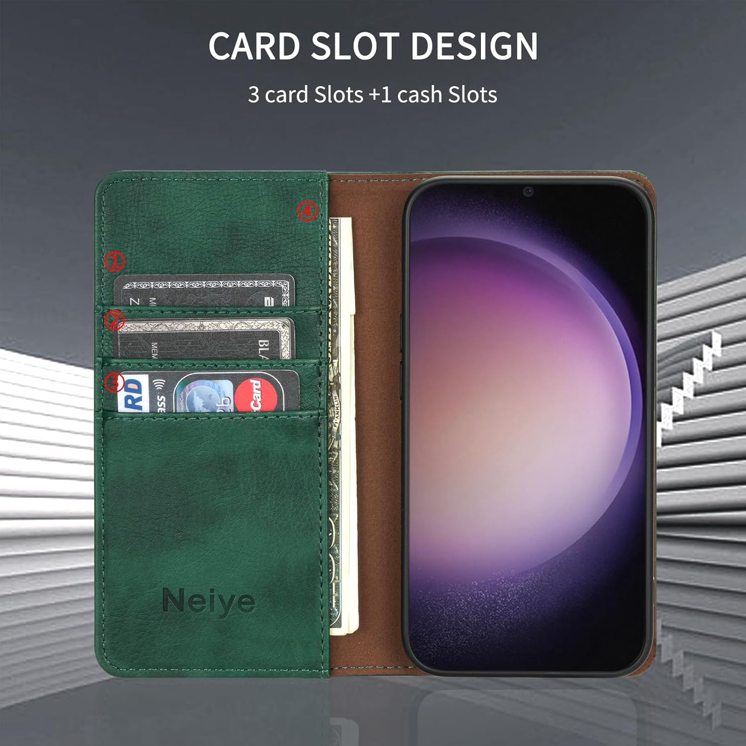 Funda tipo cartera para Samsung Galaxy S23 con bloqueo RFID, soporte de ranura para tarjetas, funda protectora de cuero con tapa magnética fuerte