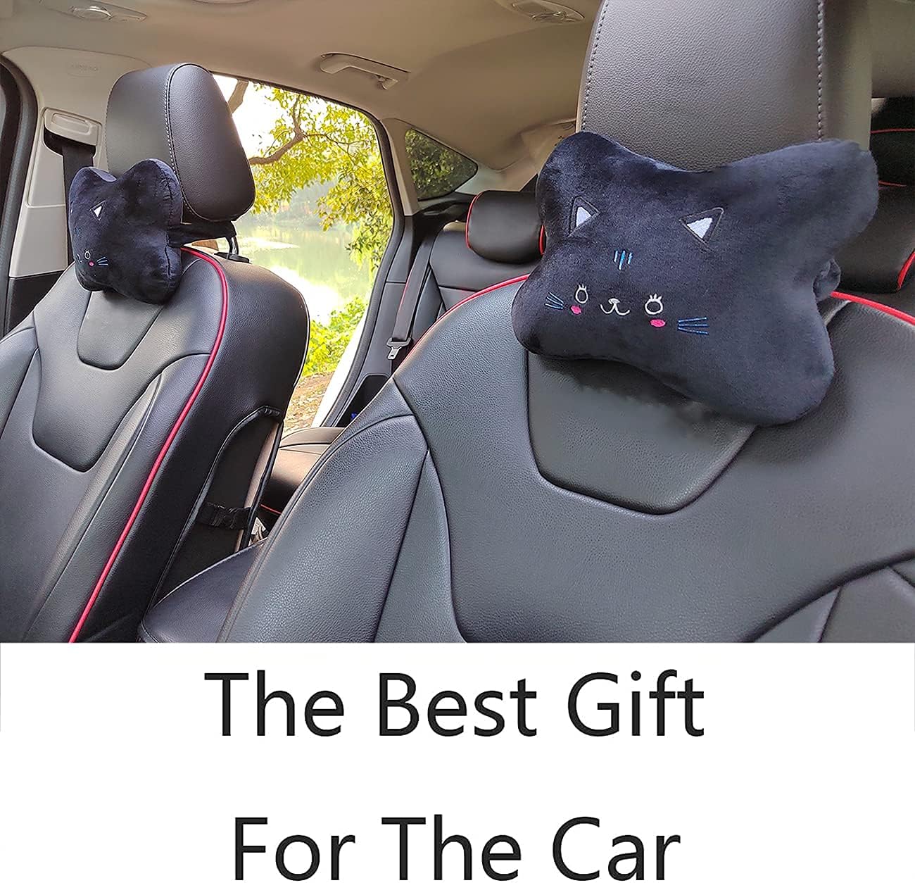 Sexysamba Almohada para reposacabezas de automóvil, almohada de cuello de dibujos animados para automóvil, cómoda almohada suave para asiento de