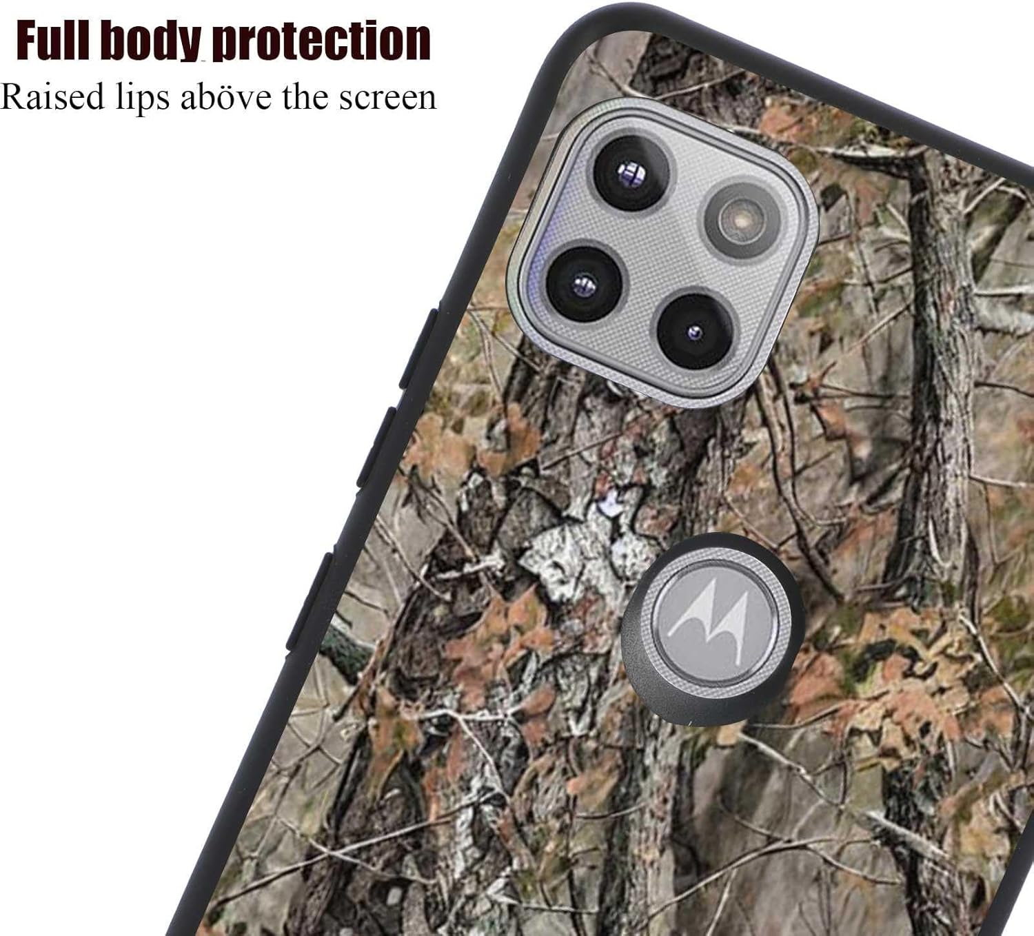 Compatible con Motorola Moto One 5G AceMotorola G 5G Funda de camuflaje, hojas de árbol de camuflaje, patrón de caza de cazador para Moto Case para