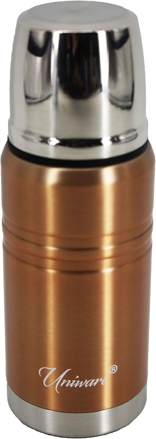 UNIWARE Gold 2464GD – Frasco de vacío de acero inoxidable (11.8 fl oz), 2.9 x 2.9 x 8.0 pulgadas