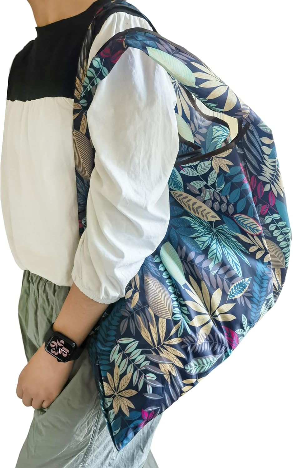 HAPPYHEDI – Bolsas de comestibles plegables y reutilizables, lavables, asas largas, bolsa plegable, resistente a granel