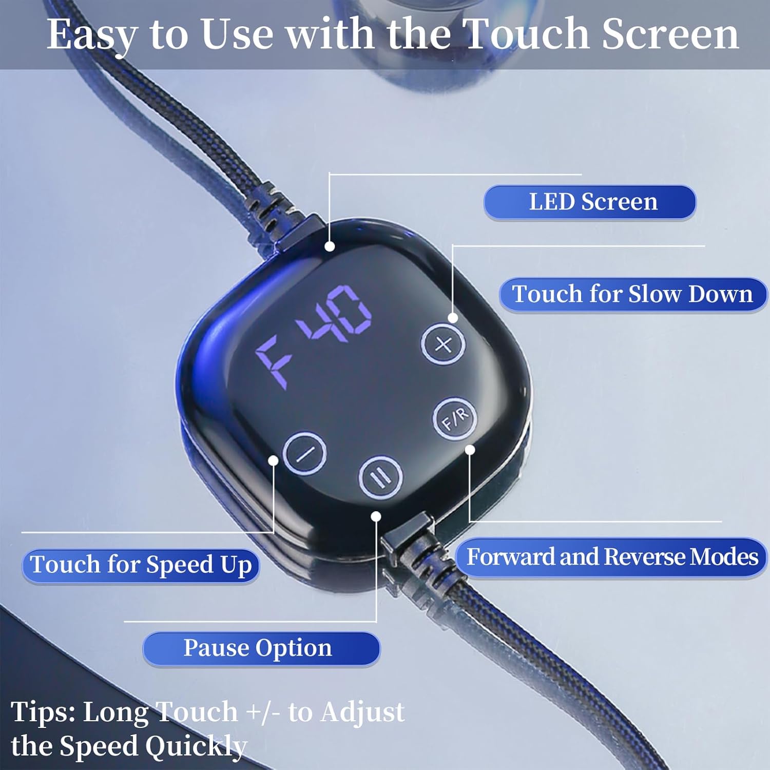 ANGNYA Taladro de uñas eléctrico de 40000 rpm, lima de uñas eléctrica portátil con pantalla táctil LED, motor sin núcleo, taladro profesional para