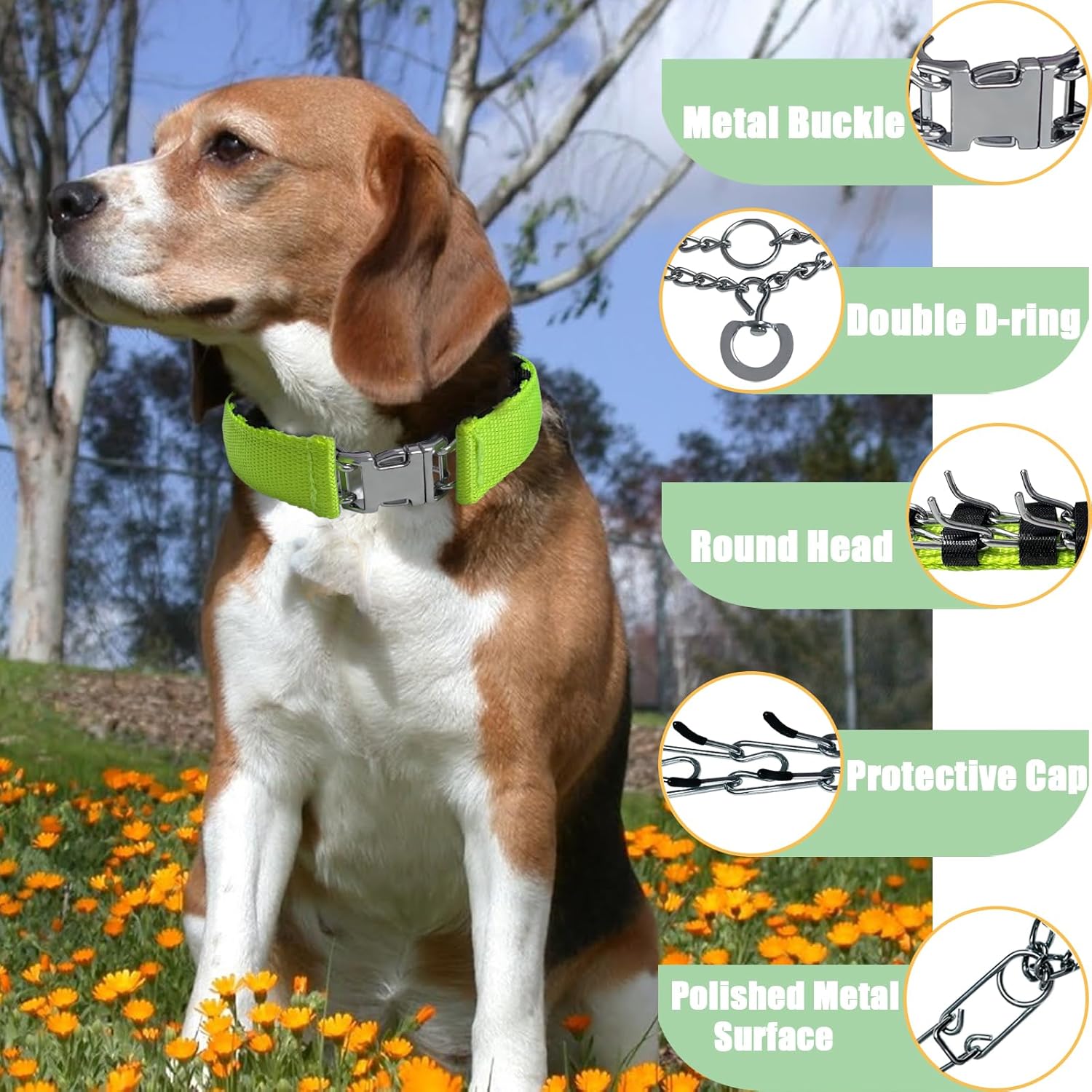 Collar de entrenamiento de puntas para perros, collar ajustable para perro con hebilla de liberación rápida, collar sin tirones para perros
