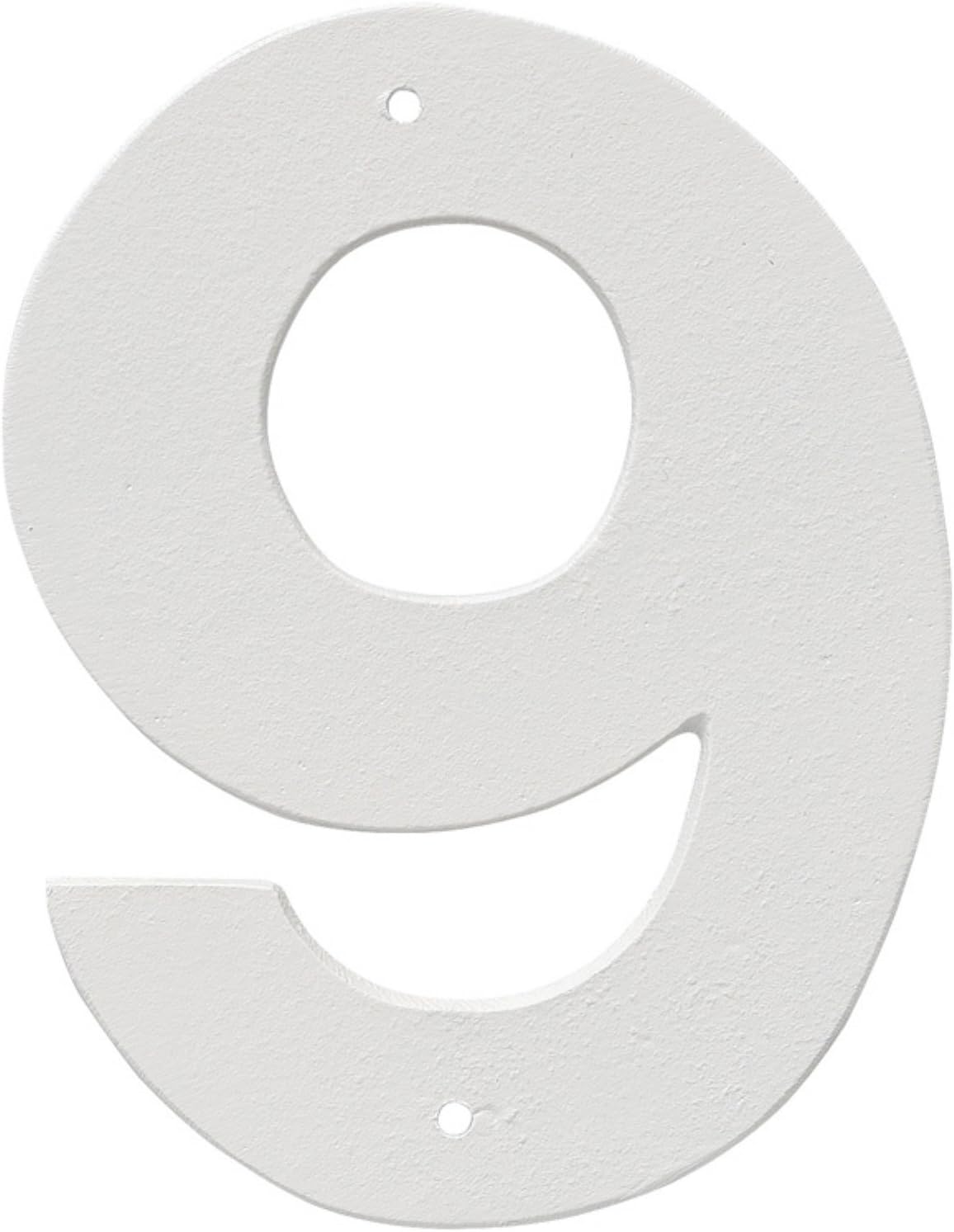 Montague Metal Products HHN-4-W-0 Placa de aluminio para exteriores de 4 pulgadas, mediana, números de casa blanca