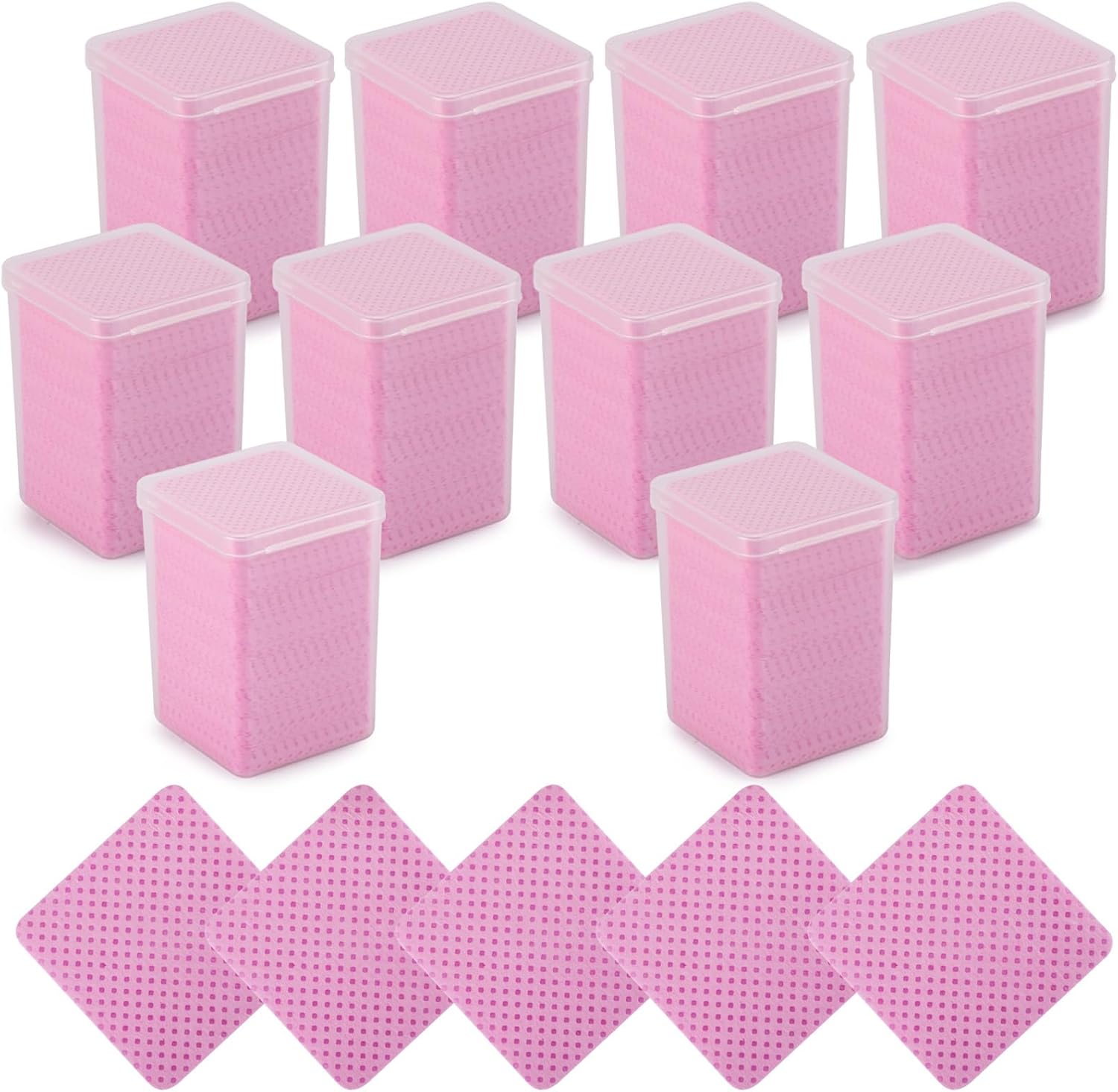 2000 toallitas de uñas sin pelusa para uñas de gel, paquete de 10 toallitas removedoras de esmalte de uñas, almohadillas de algodón, color rosa