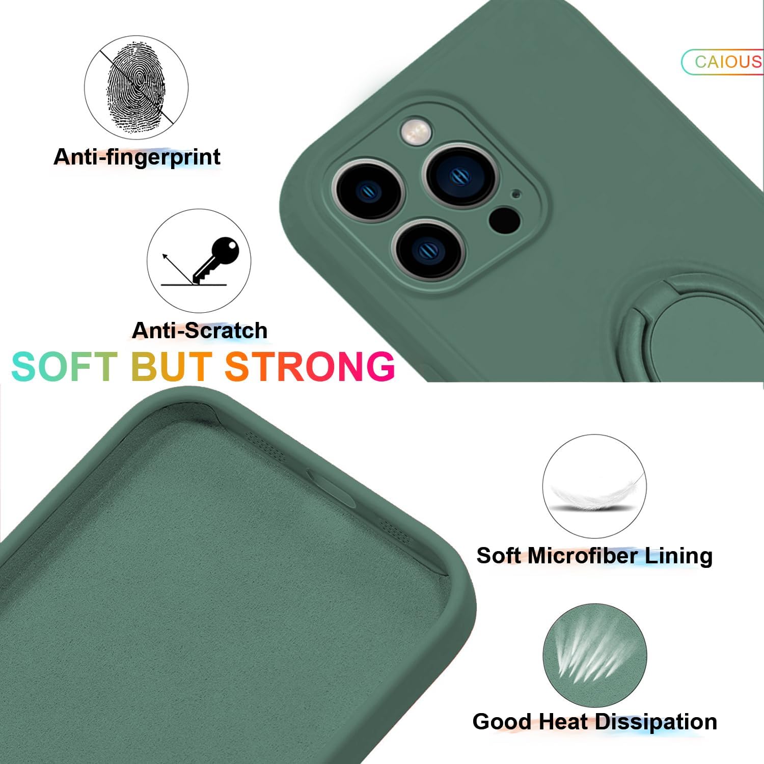 Funda para iPhone 15 Pro (lanzado en 2023), funda de silicona con anillo giratorio de 360, soporte magnético para automóvil, funda protectora con