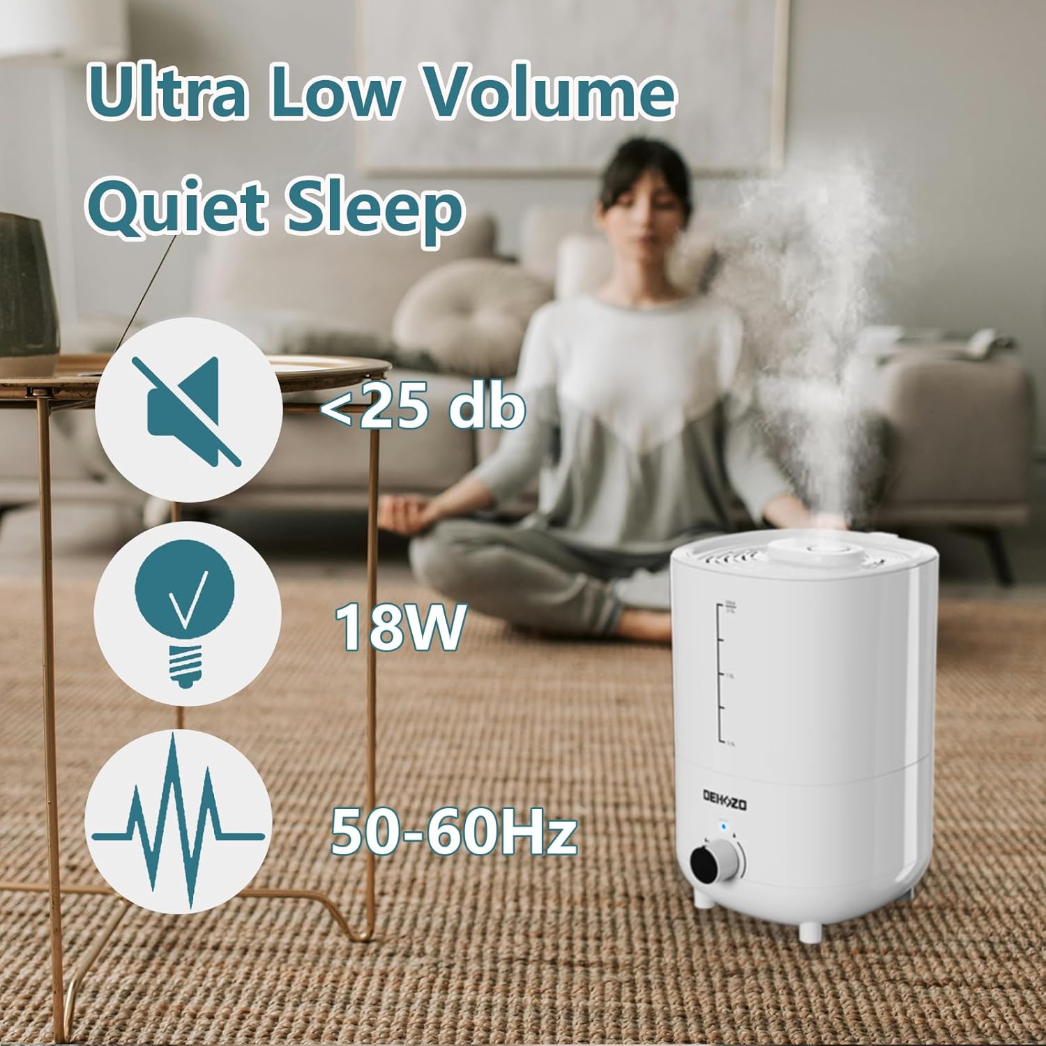 DEHOZO Humidificadores para dormitorio, bebé, 2.6 L, llenado superior para habitaciones grandes, oficinas, habitación de niños, 25 dB, silencioso,