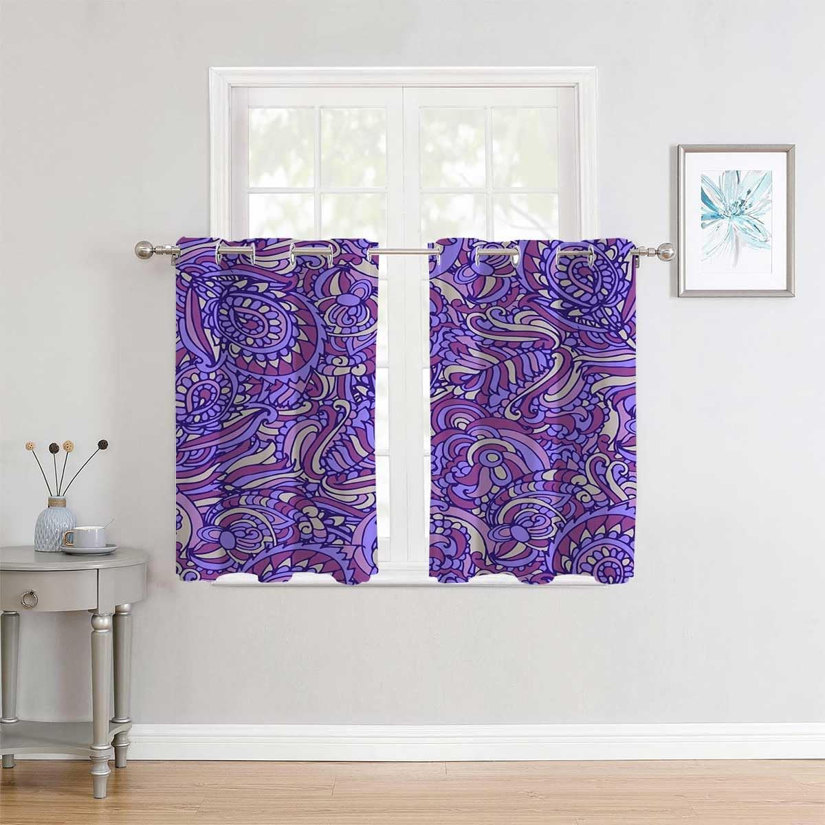 YANFENQI Cortinas para Habitacion Purple Ethnic Closet Curtains Blackout Material 63Inch Width by 63Inch Length,2 Panels
