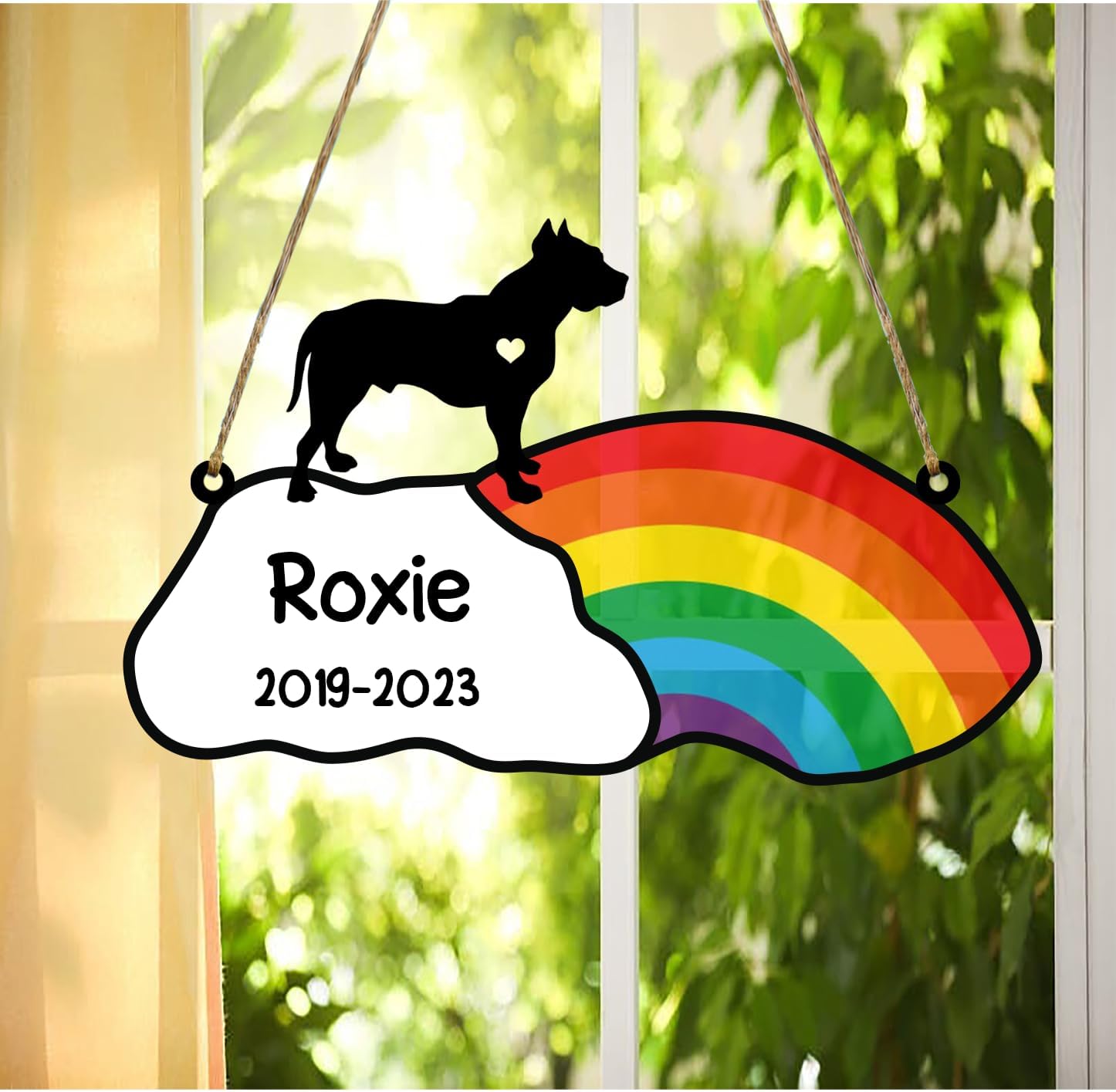 LOVELYPOD Rainbow Bridge – Regalos conmemorativos para mascotas, regalos conmemorativos para perros Pit Bull por pérdida de Pit Bull, regalo de