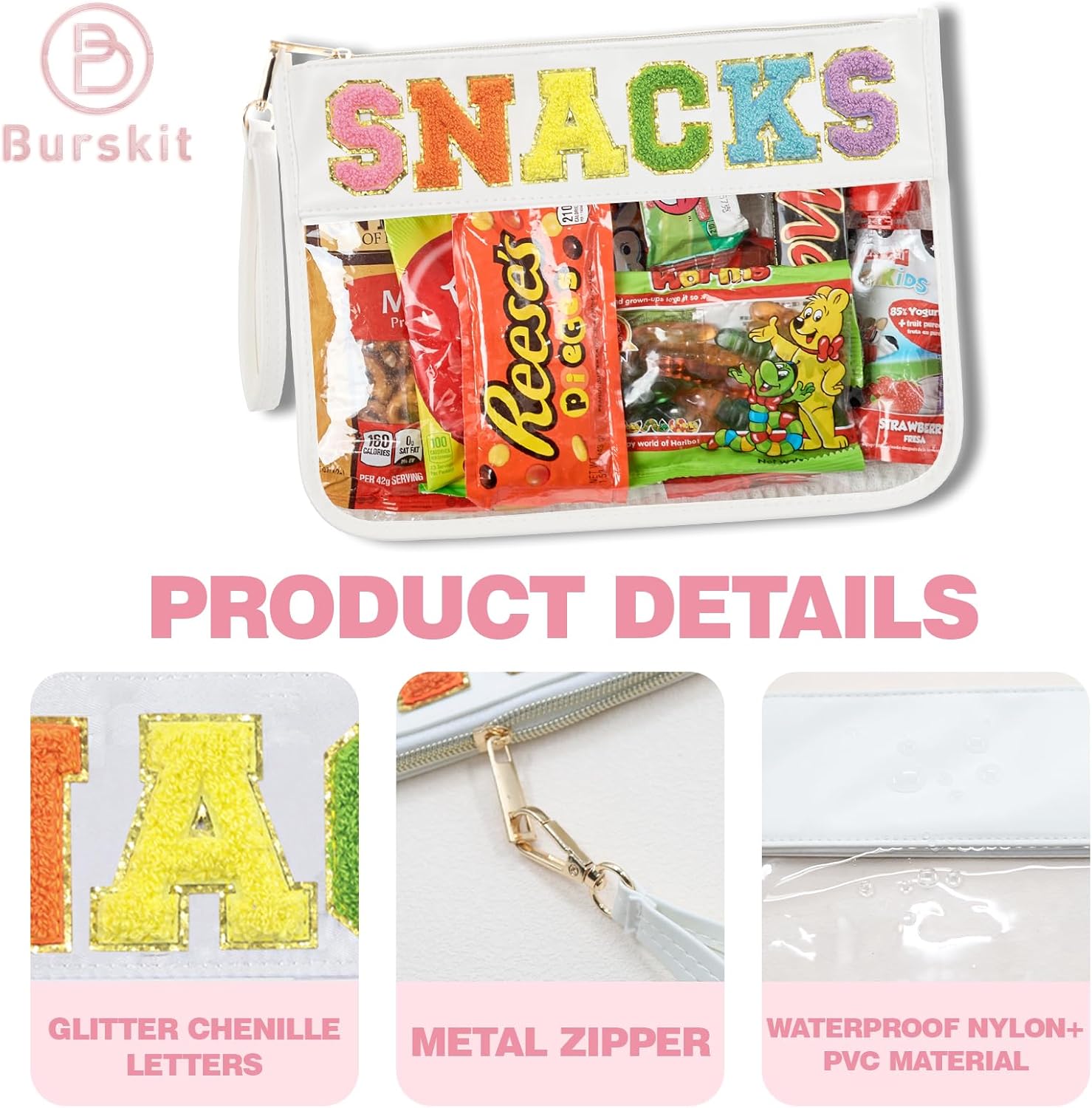 Bolsa de felpilla transparente con cremallera para viaje, bolsa de maquillaje de parches preparatorios, bolsa de maquillaje de nailon para