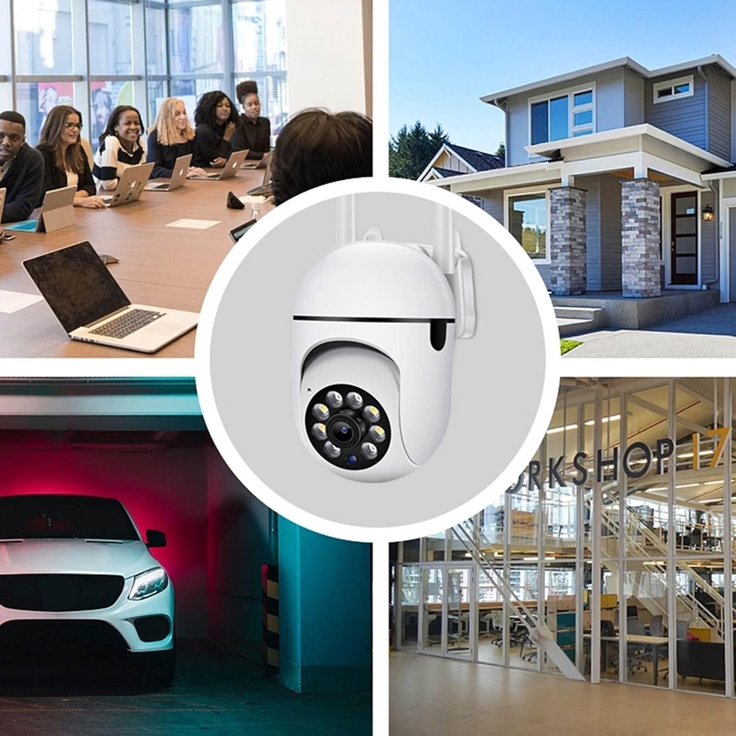 Cámaras de seguridad para exteriores, con detección de movimiento, audio de 2 vías, almacenamiento de 128 GB, WiFi de 2.4 GHz, visión nocturna a