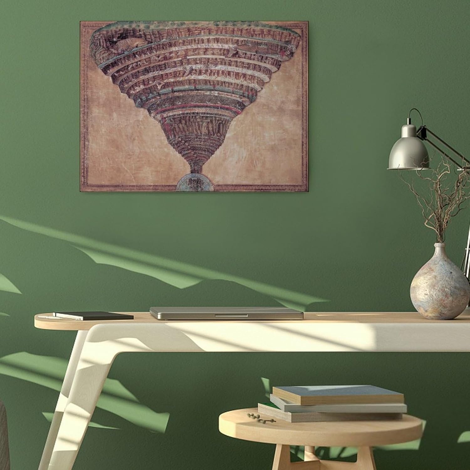 Sandro Botticelli – Lienzo decorativo para pared, diseño de comedia divina en Dante, diseño de fresco, para decoración de pared, decoración de