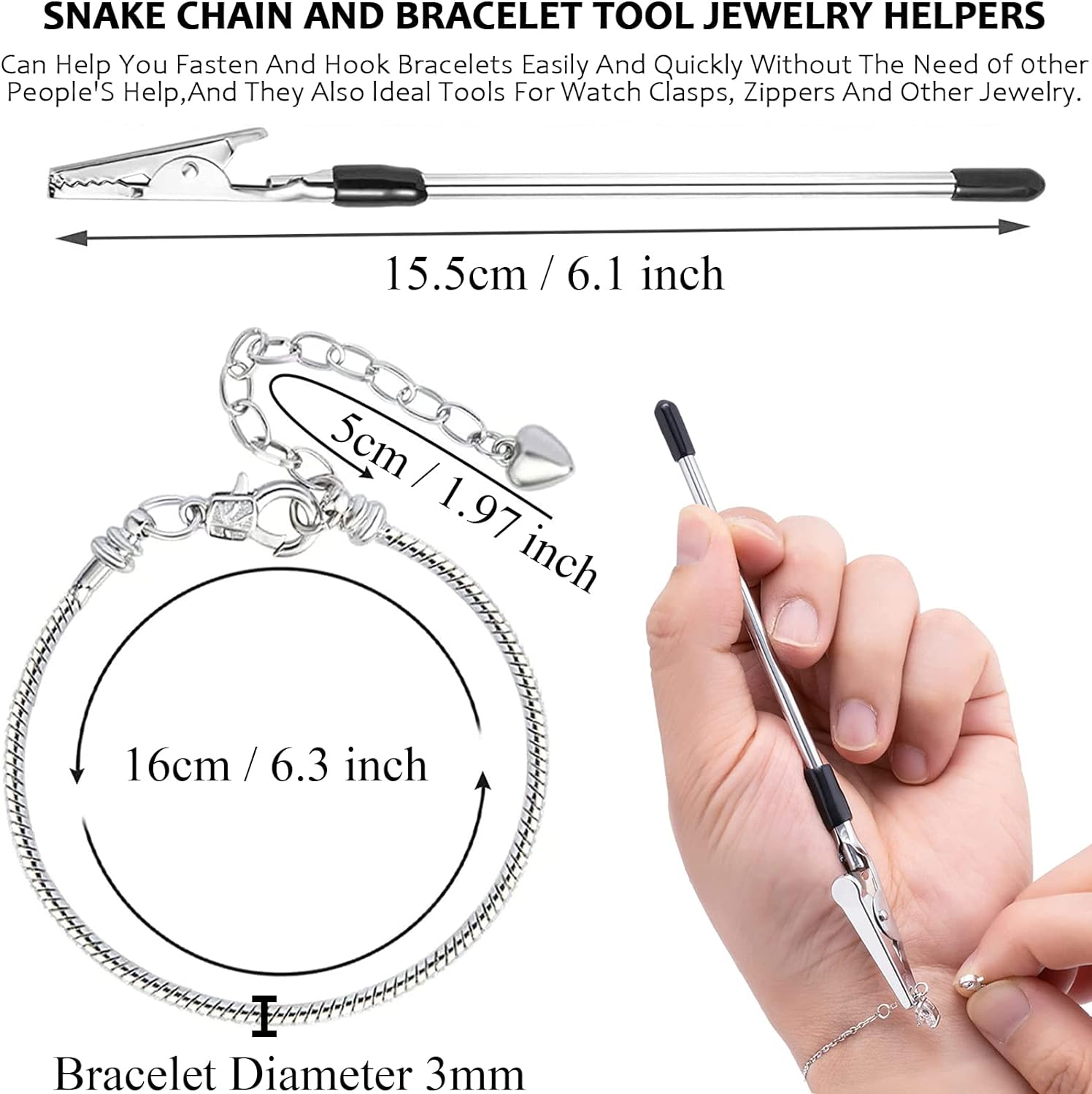 20 pulseras de cadena de serpiente de 6.3 pulgadas para hacer joyas, pulseras ajustables con dije de serpiente, cadenas con pulsera auxiliar, cadena