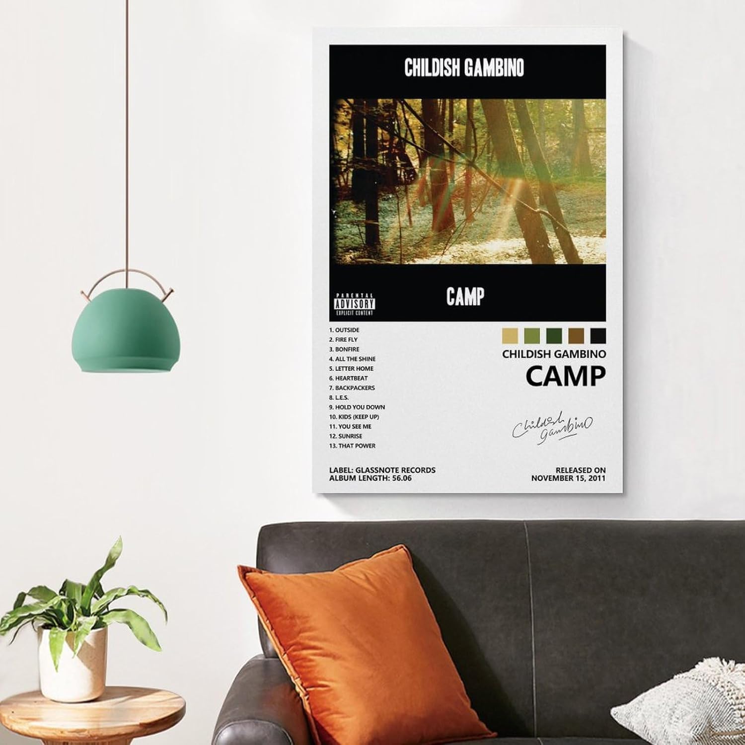 Póster infantil de Gambino Camp para dormitorio, lienzo estético, decoración de pared, 12 x 18 pulgadas (11.8 x 17.7 in)