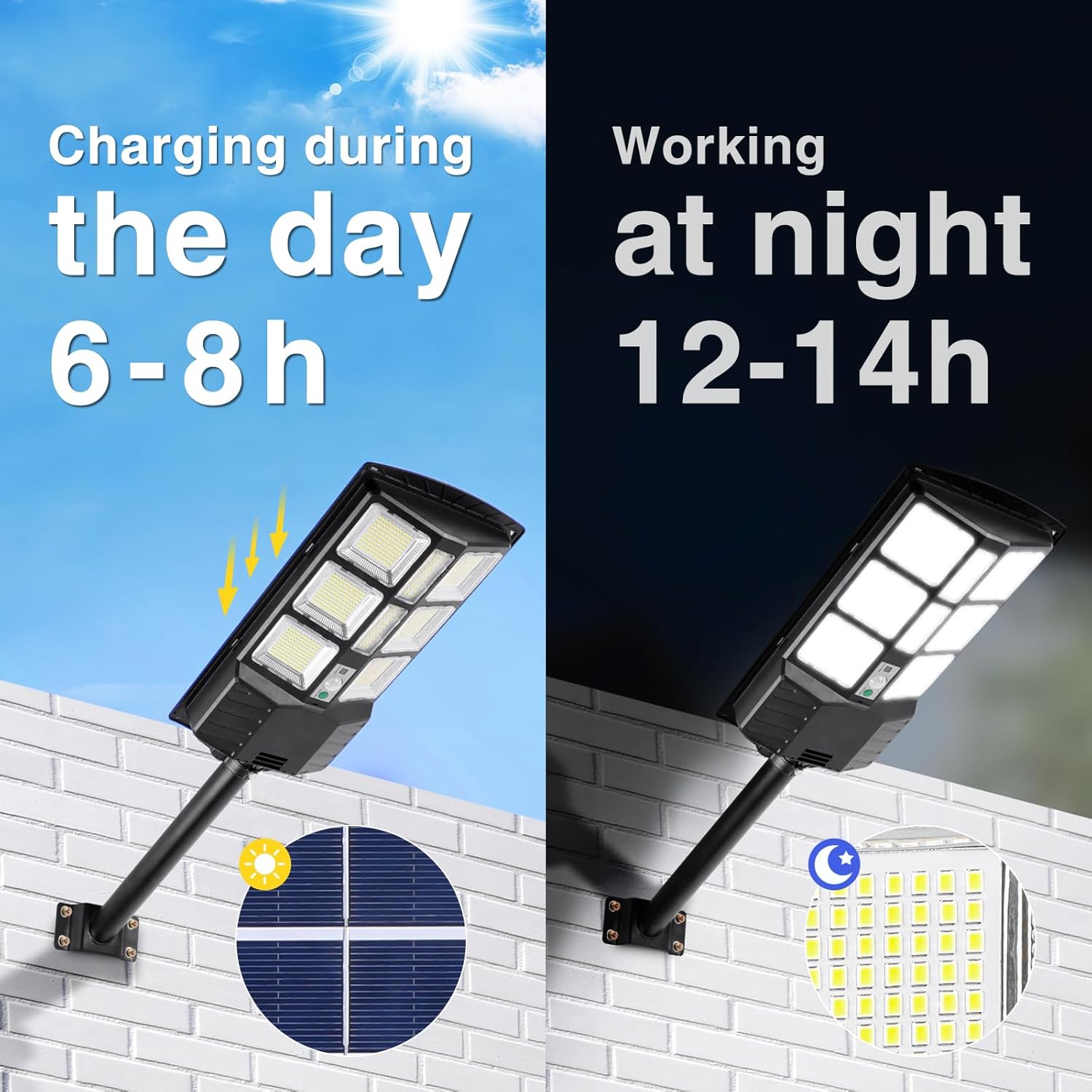 ZJOJO Luces solares de calle de 2800 W para exteriores, impermeables, 8000 K, 30000 lúmenes, luces solares para exteriores del atardecer al