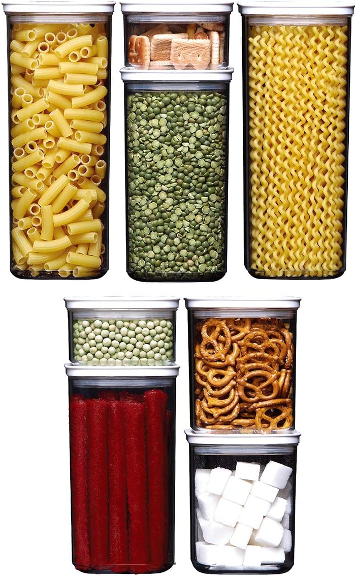 Glad Recipientes de almacenamiento de alimentos herméticos con tapas, recipientes apilables para cereales, pasta, suministros para hornear,
