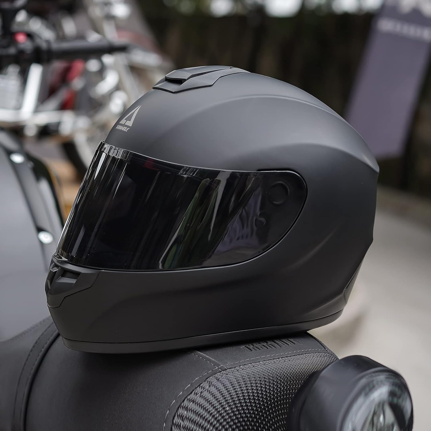 TRIANGLE – Casco de motocicleta de cara completa con visor extratransparente, para la calle, para hombre, aprobado por el DOT, talla S, negro mate
