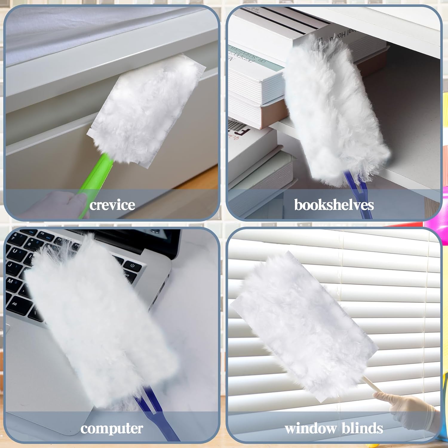 Recambios de plumero de 360 grados a granel, desechable, cabezal de repuesto para limpiar el hogar, oficina, persianas, ventiladores de techo,